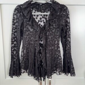 Boston Proper Black Lace Floral Blouse